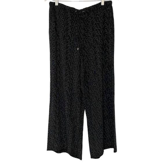 Eileen Fisher Morse Code Print Wide-Leg Crop Pants Small Lagenlook Loungewear - Picture 2 of 11